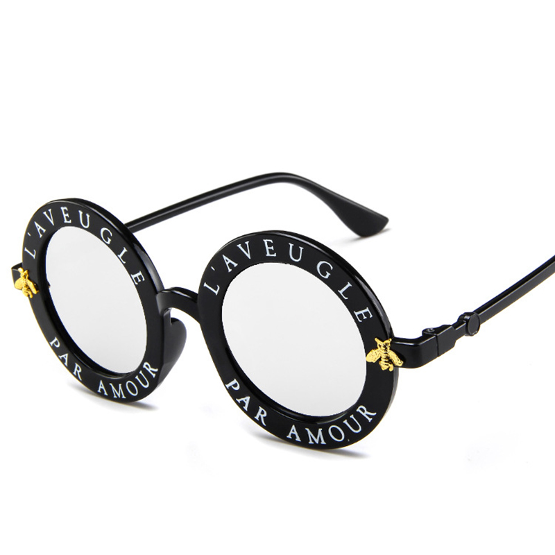 

Wholesale Round Sunglasses English Letters Little Bee Sun Glasses Men Women Glasses Designer Fashion Male Female free shipping