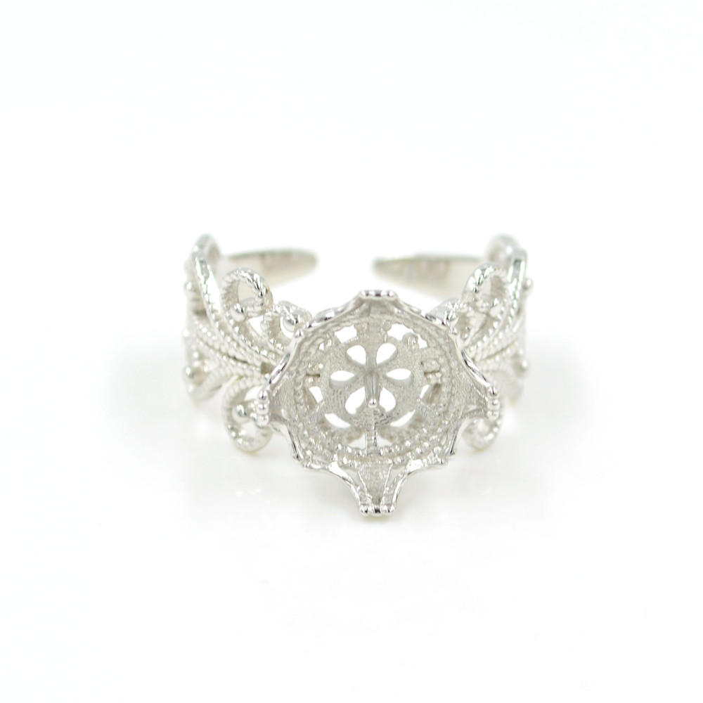 925 Silver Pearl Ring Fittings Diy Mouth Adjustable Finger Ring Semi-finished empty palace lace Noble ring mounting PS4MJZ047-image-447548253