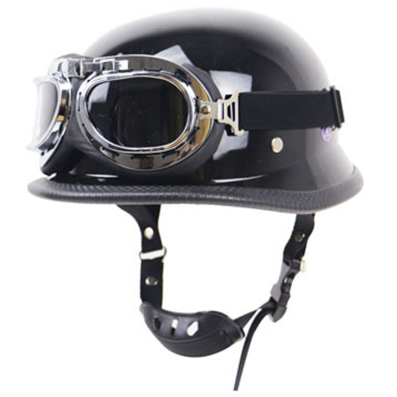 

BMDT-Zombies Racing Vintage Motorcycle Helmet Half Face Retro Moto Helmet Scooter Helmets Crash with Goggles Bright Black