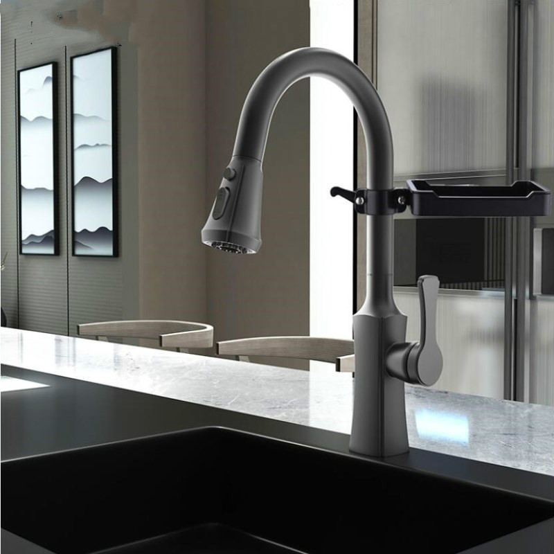 

Newly Arrived Pull Out Kitchen Faucet Black Sink Mixer Tap 360 degree rotation kitchen mixer taps Kitchen Tap with Soap Plate