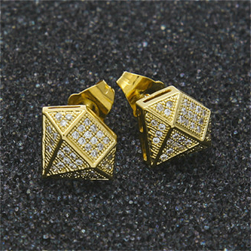 

New Luxury Designer Jewelry Mens Earrings 18K Gold and White Gold Princess Cut Diamond Stud Earrings Hip Hop CZ Cubic Zirconia Fashion St