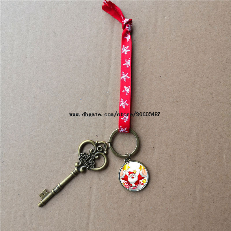 

sublimation santa claus key christmas decorations with red snow rope heart transfer printing blank two-sided printing gifts material