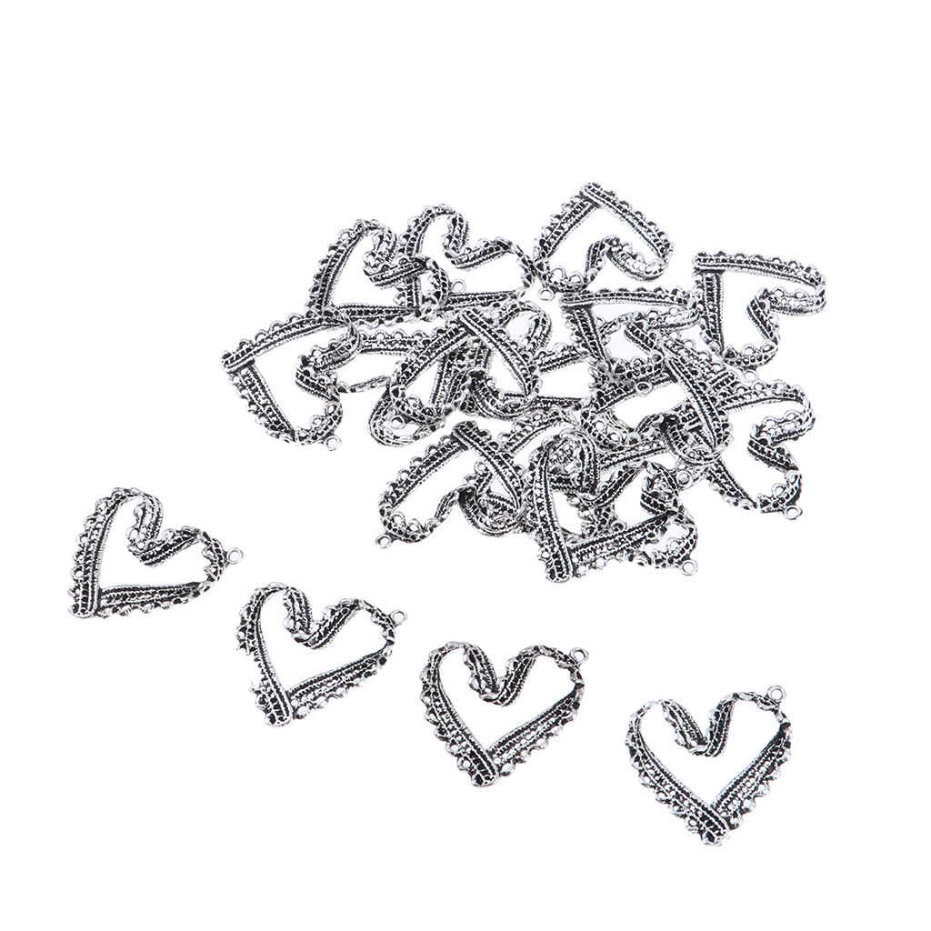 

20pcs DIY Jewelry Accessories Vintage Design Hollow Heart Pendants Antique for Wedding Decoration Birthday and Christmas Party