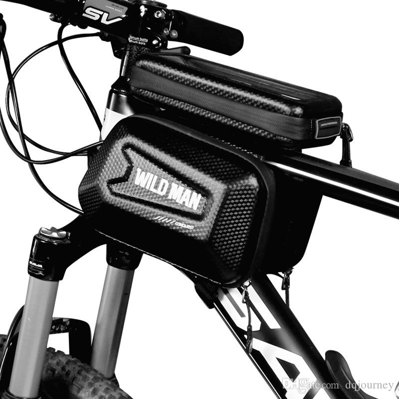 New design Hard shell bicycle Handle Bar Bags front tube bag waterproof mobile phone bag saddle bag riding equipment for mountain bike-image-480894649