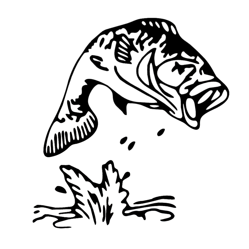 

16*14.9cm Bass Jumping Out of Water - Fishing Fish Auto Window Vinyl Decal Sticker Vinyl Hobby Car Bumper Sticker, Color