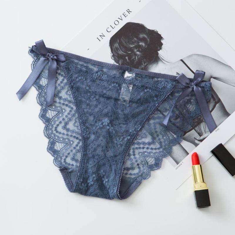 

5pc Sexy Bowknot Sexy Panties Women Underoants Erotic Underwaer For Woman Lace Brief Intimo Donna Hot Transparent Panties, 5 color