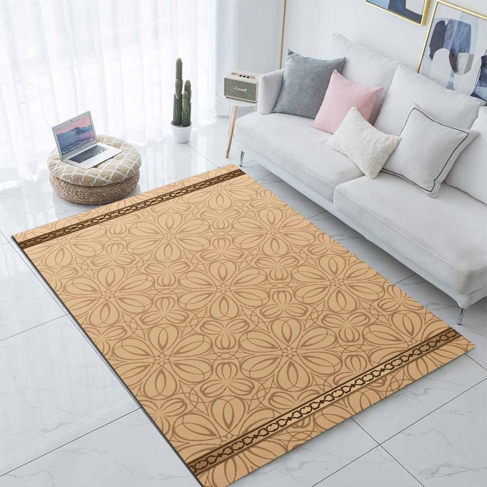 

Else Brown Floral Abstract Flowers Ethnic 3d Print Non Slip Microfiber Living Room Modern Carpet Washable Area Rug Mat, As pic