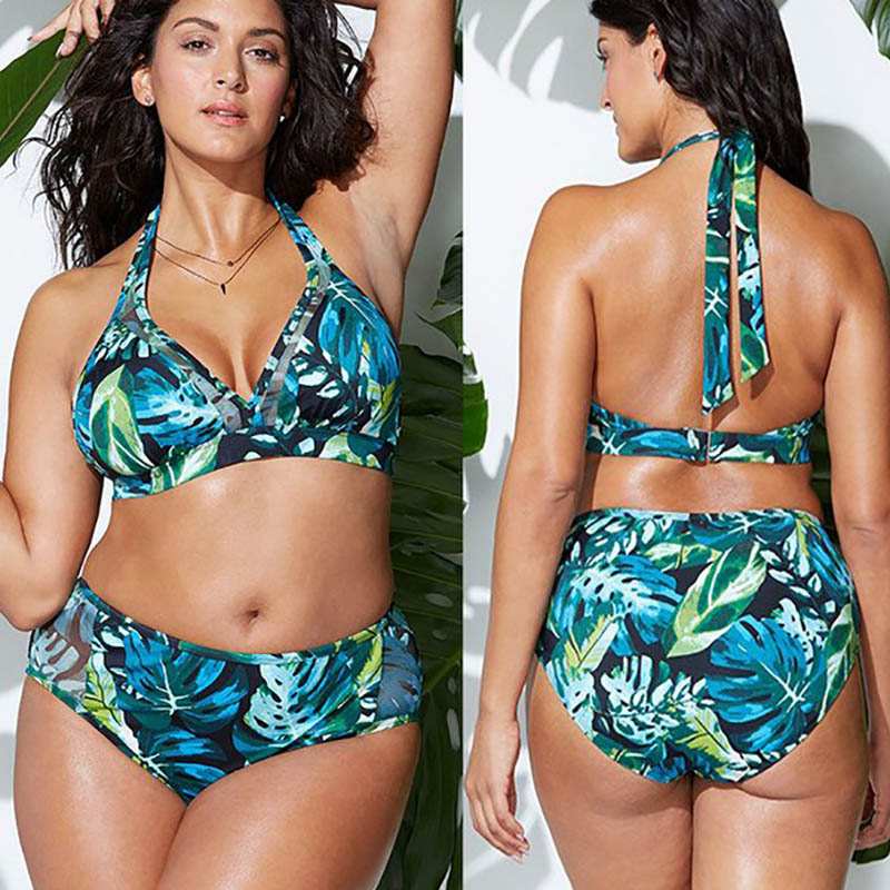 

Swimsuit Bikini Plus Size Swimsuit Separate Large Size Women's Swimwear Swimming Suit For Women Push Up Bikini Set 2020 New, Green 1377