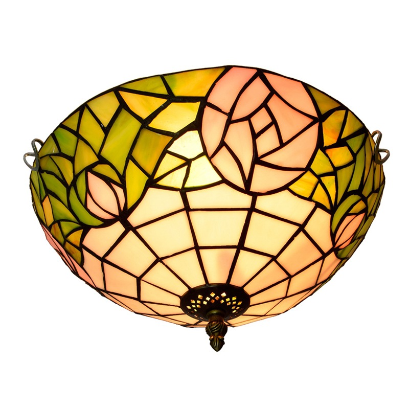 

Tiffany style stained glass ceiling lights E27 rose art deco glass light corridor bedroom balcony ceiling lamp TF065