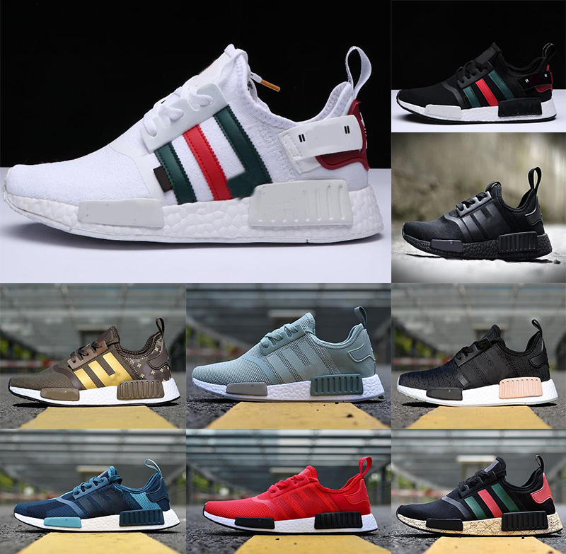 

Fashion Cool NMDR1 Mens Running Shoes Thunder Military Green Oreo atmos Tri-Color Men Women mastermind japan Sports nmds xr1 Trainers, "red white"