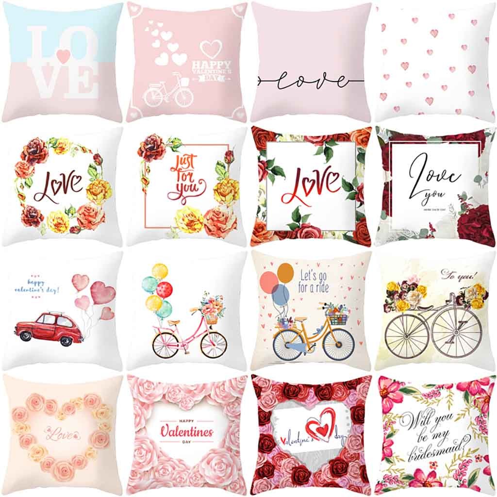 

Pink Valentine love Decorative Pillow Cushion Cover Pillowcase for Sofa Polyester Pillowcover cuscini decorativi 16 model