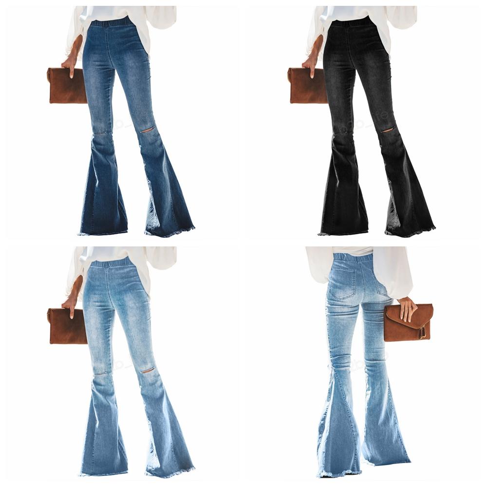 

Ripped Hole Flare Jeans Pants Slim Sexy Vintage Bootcut Wide Leg Flared Jeans Office Lady Bell Bottoms Denim plus size women clothing F0007, 1pc opp bag(only send opp bag)