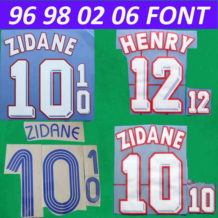 

2021 Benzema Font ZIDANE 96 98 02 06 18 retro printing soccer namesets HENRY POGBA player's stamping stickers football letters plastic printed number