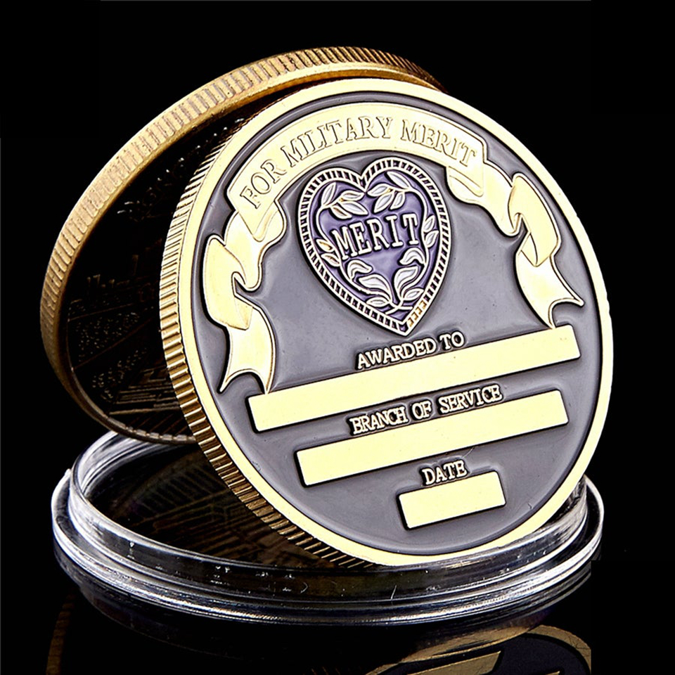 USA 1782-1932 Purple Heart Reward Superior Military Soldier Medal Gold Plated Challenge Coin Art Collectible Lot-image-522379279