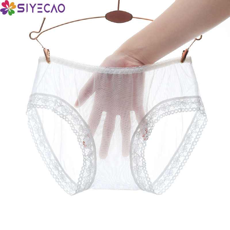 

Transparent Panties Women Sexy Seamless Briefs Ladies Solid Ultra-thin Low Rise Lace Underwear Panties Women Panty Lingerie M, H watermelon red