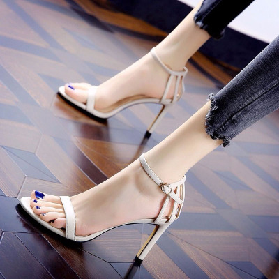 

Fashionable sandals women summer 2020 new fashion thin high heels sexy thin belt wild high heels ins female, Black