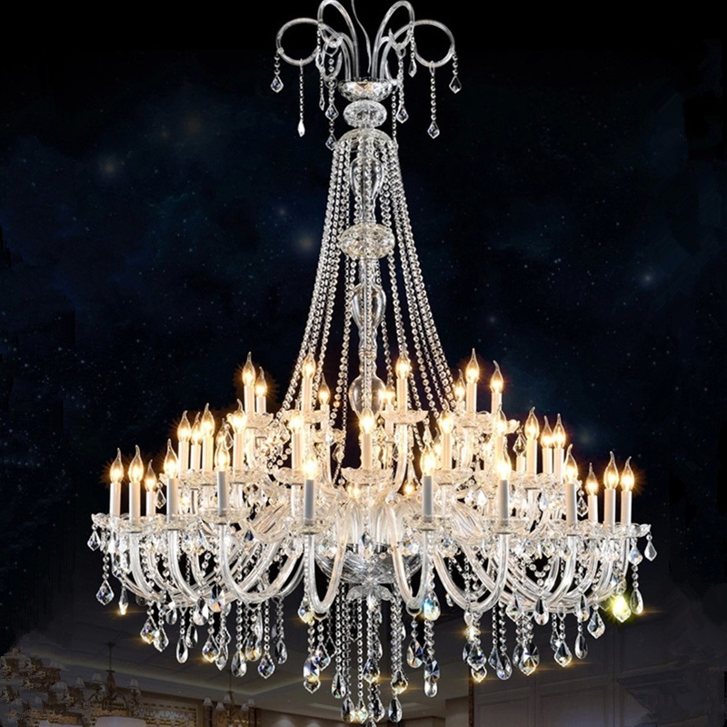 

glass crystals for chandeliers Living Room Hotel Large Double Layer chandelier K9 crystal lights luxury chandelier crystal Light