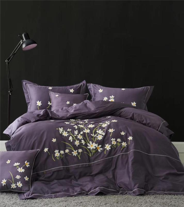 

34embroidery Egyptian Cotton Bedding Set Queen King Size Duvet Cover Bed Linen Bed sheet Pillowcases 4pcs