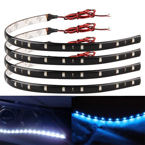 

4 Pcs 30cm 3528 SMD 15 LED Car Truck Grill Flexible Waterproof Light Strips