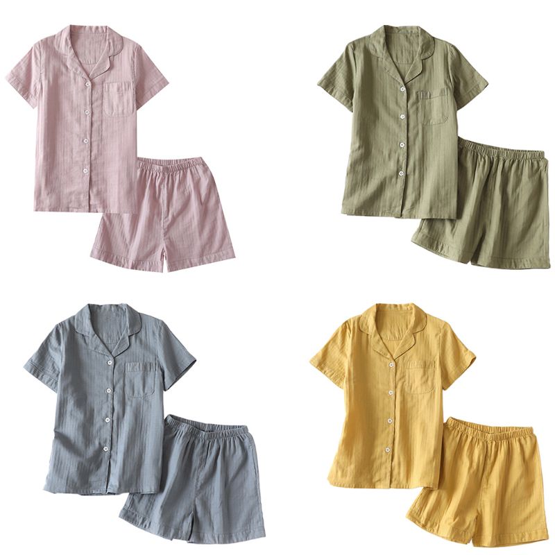 

Womens Summer 2 Piece Pajamas Set Short Sleeve Lapel Collar T-Shirt Tops Shorts Simple Plain Solid Color Loose Sleepwear, Blue