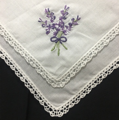 

Set of 12 Fashion Wedding Handkerchief White Cotton Hankies with Lace Edged and Color embroidered Floral Hanky For Bride Gifts