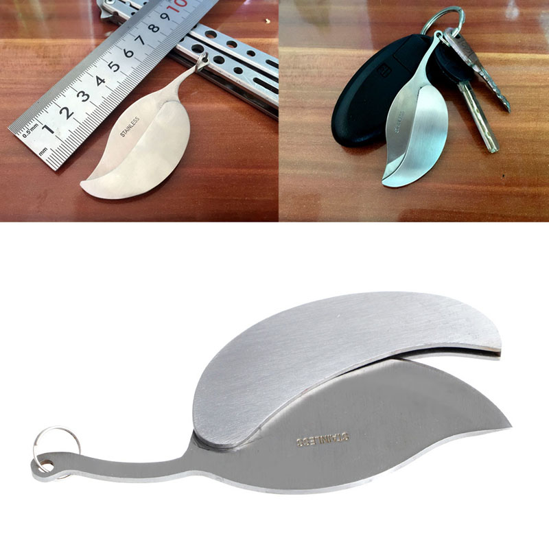 

Stainless Steel Silver keychain key chain keyring ring Mini fold leaf knife tool Outdoor Camp Survive kit portable hike Pocket FT12