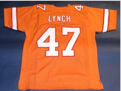 

Custom Men Youth women Vintage CUSTOM #47 JOHN LYNCH orange Football Jersey size s-4XL or custom any name or number jersey, Black