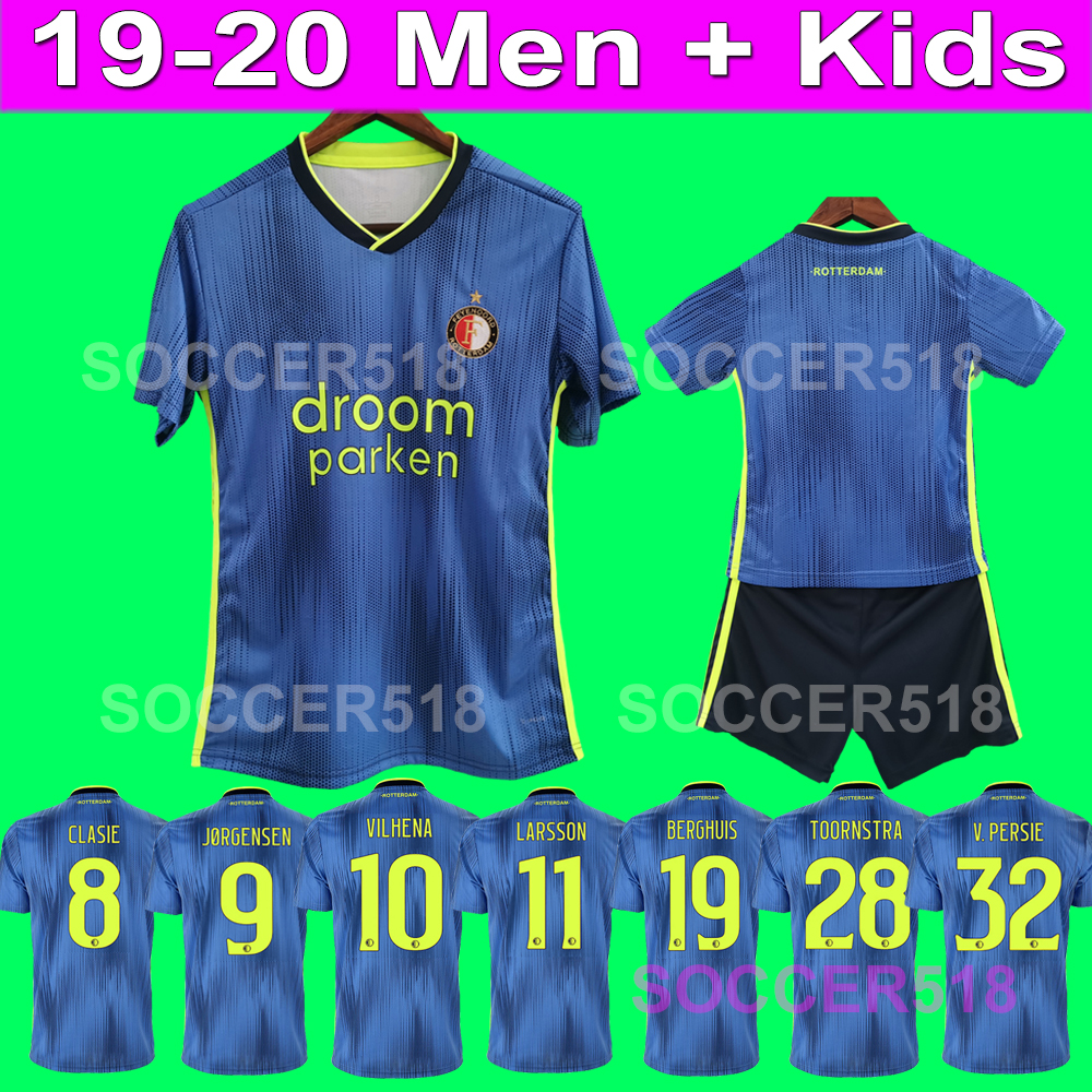 

BERGHUIS 2019 2020 Feyenoord VAN PERSIE 19 20 soccer jerseys O. KOKCU LARSSON blue NARSINGH camisa de GEERTRUIDA maillots de football shirts
