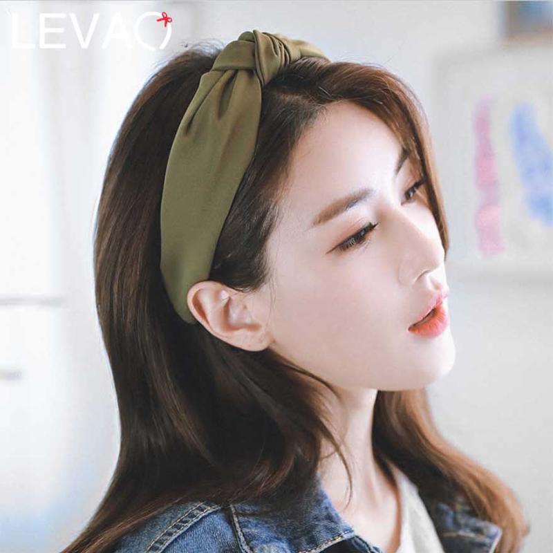 

LEVAO Retro Fashion Headbands for Women Simple Solid Fabric Cross Knot Plastic Wide-edged Hair Hoop for Girls Hair Accessories