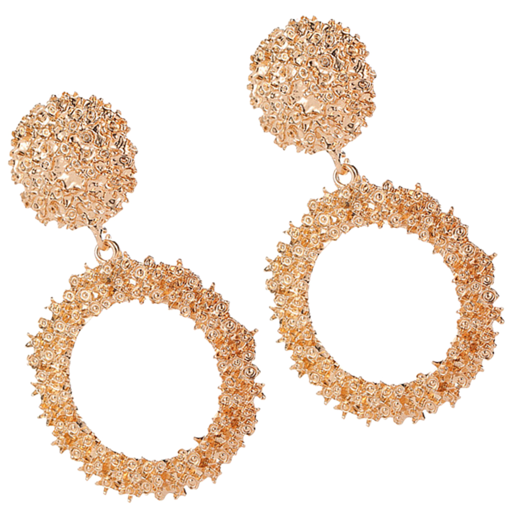 

Big Loop Ball Statement Night Club Round Drop Dangle Earrings Fashion Women, Golden