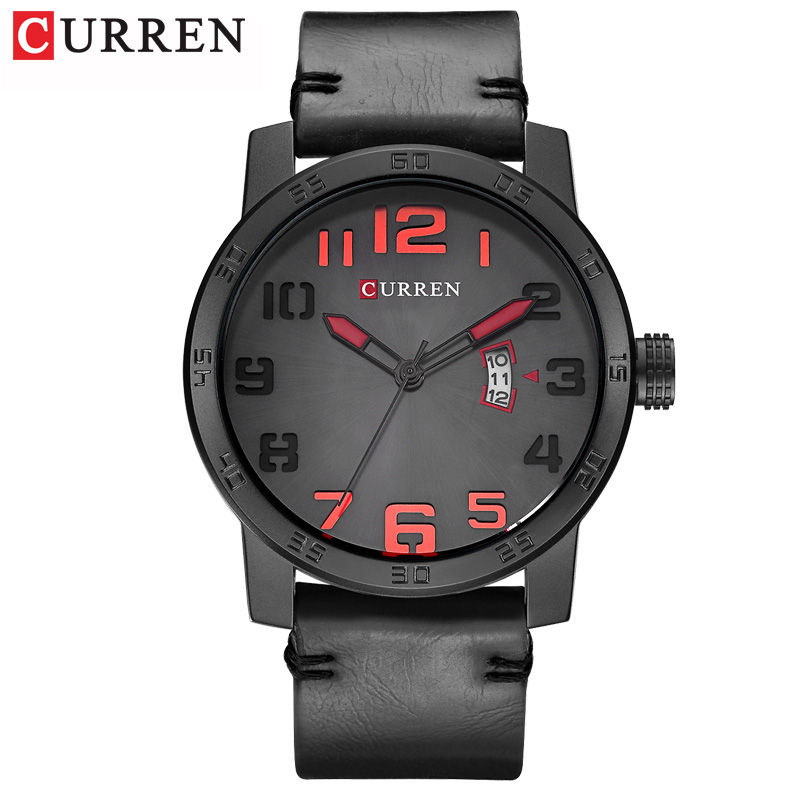 

New Men Watches CURREN Fashion Sports Wristwatch Casual Business Quartz Calendar Male Clock Leather Strap relogio masculino, Black