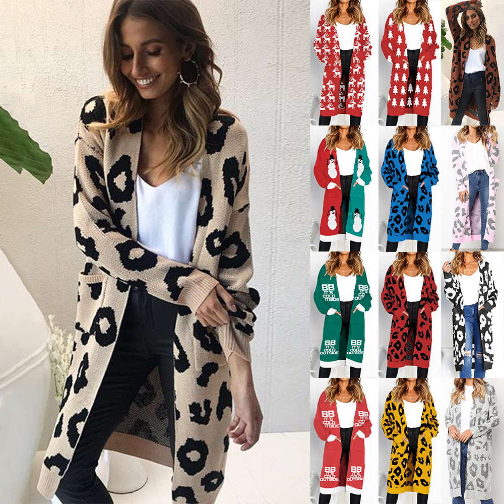 Spot 2019 Style d'explosion européenne Cardigan décontracté Léopard Pull d'automne / Pochette d'hiver, support de lot mixte