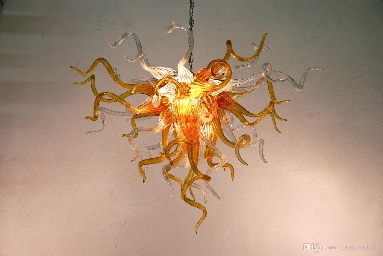 Golden Clear Pendant Lamps Small Hand Blown Glass LED Chandelier Light Arabia Italian Chandeliers for Kitchen Art Decoration-image-525074566