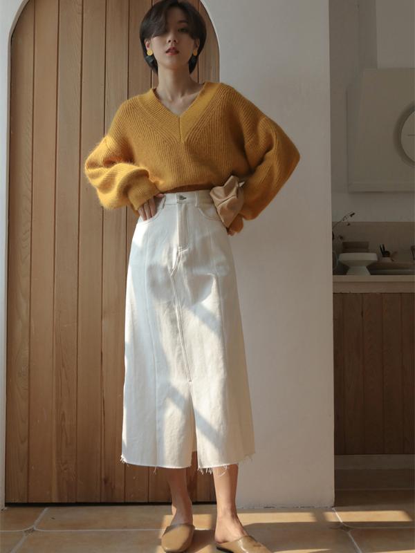 

2020 A-Line Cotton Material Denim Long Vintage High Waist White Skirt Women Summer Skirts Saia Faldas Jupe Femme
