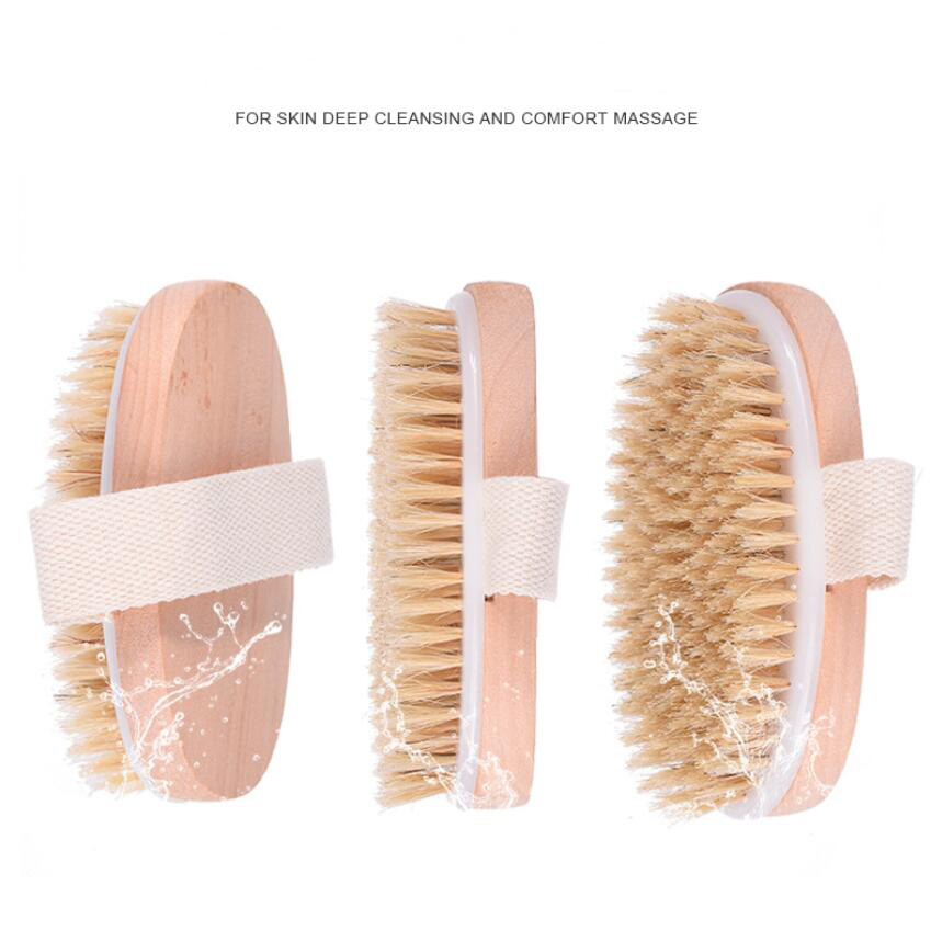 Soft Body Dry Brush Natural Boar Bristle Organic Dry Skin Body Brush Bamboo Wet Back Shower Brushes Exfoliating Bathing Brush DHL-image-485777183