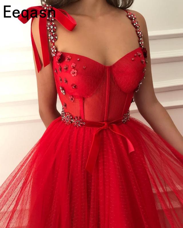 

New Arrival Red Arabic Evening Dresses 2019 A-line Crystal Elegant Prom Dresses Women Special Occasion Formal Party Dress, Beige