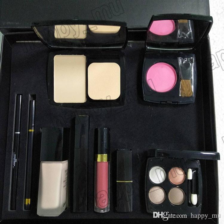 

C brand 9 piece set Foundation powder Blush with brush Liquid foundation lipstick lipgloss eyeshadow palette eyeliner 9 in 1 set