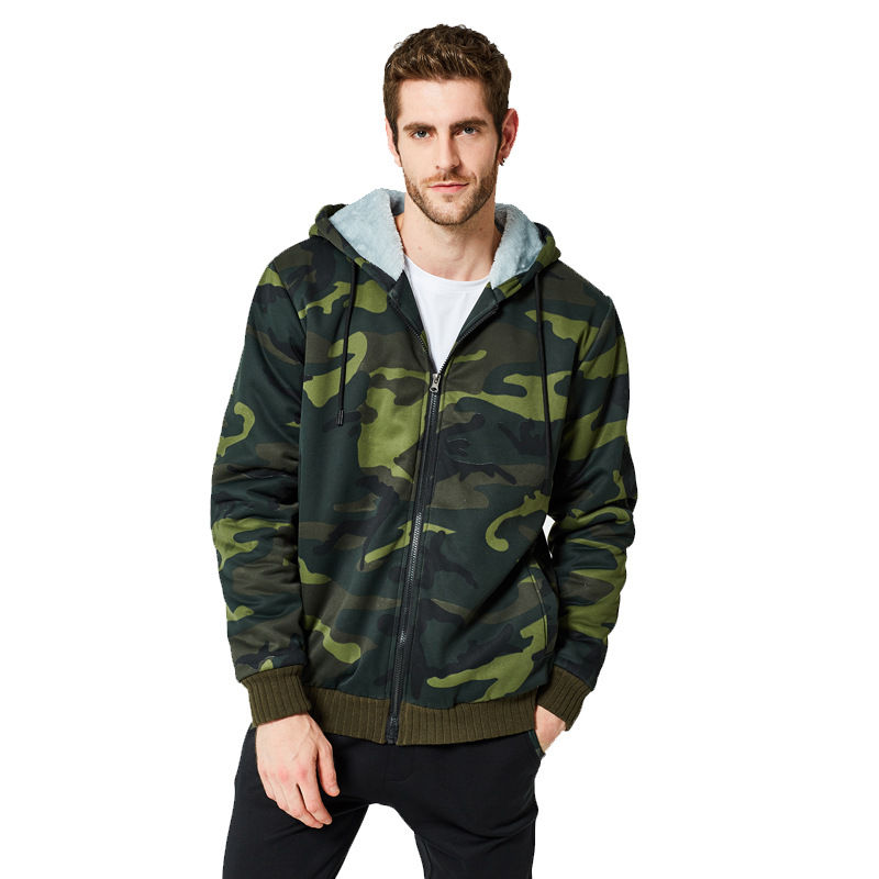 

CHRLEISURE 2020 Hoodie Men Camouflage Zip Long Sleeve Hoodies Streetwear Men' Casual Fitness Sweatshirt, Army green
