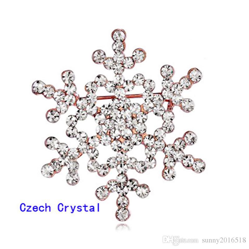 Christmas Snowflake Shiny Crystal Rhinestone Brooch Pin Jewelry