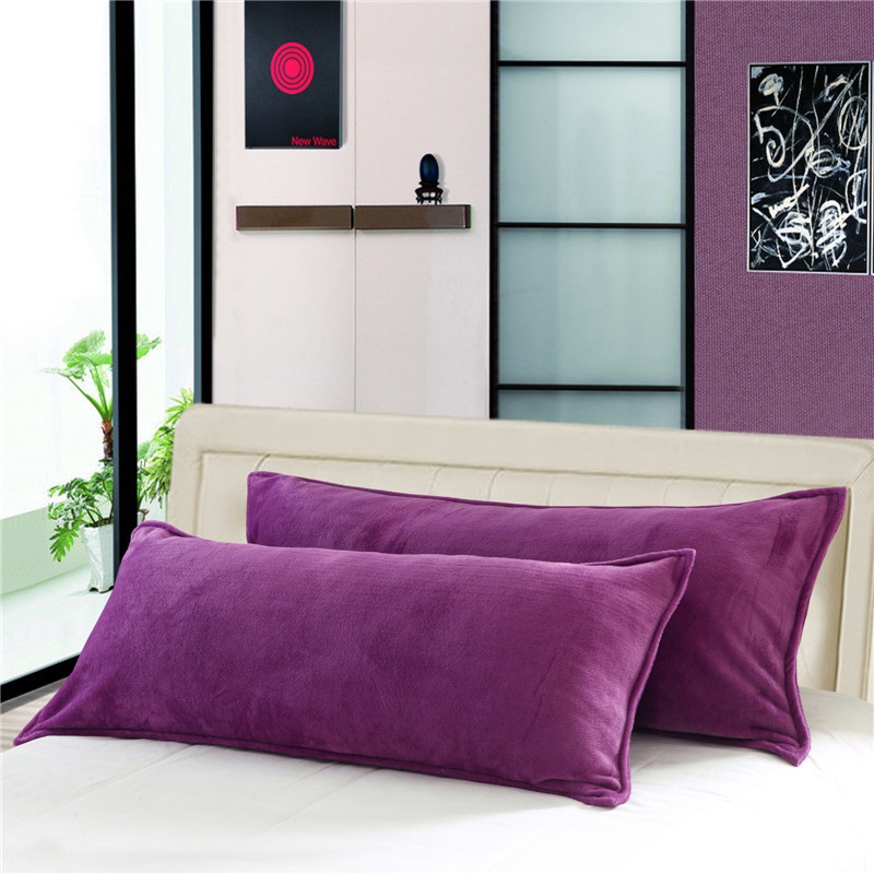

Double or Single Pillowcase Soft Flannel Pillowcase Solid Color Pillow Case Long Rectangle Brief Style for Home Bedro, Pink