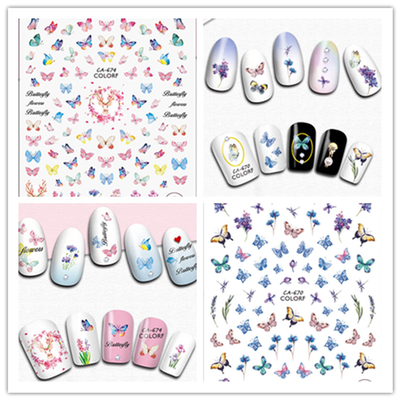 

Spring ultra-thin adhesive nail stickers INS small red book net red butterfly nail stickers