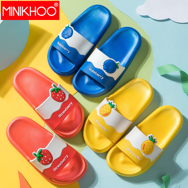 

2020 New Children Slipper Boy Girl Indoor Cartoon Fruit Shoes Kids Cute Strawberry Summer Bathroom Baby PVC Sweet Slipper, Blue