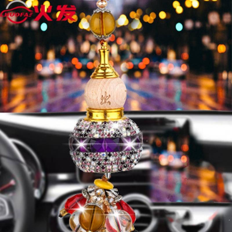 

Pure hand-set diamond point drill gourd perfume bottle car pendant car interior decoration lucky money accessories
