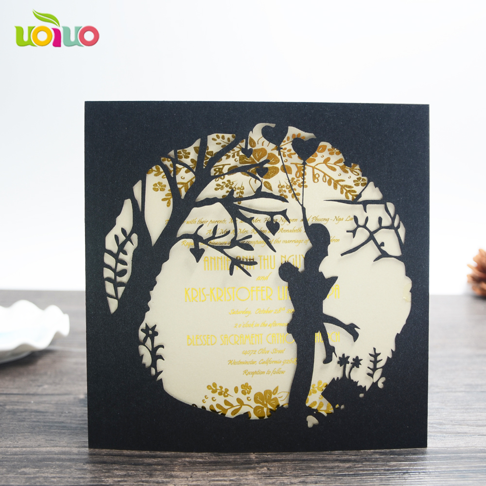 

Cheap price china wedding invitation card laser cut bride groon wedding engagement with printing rsvp card