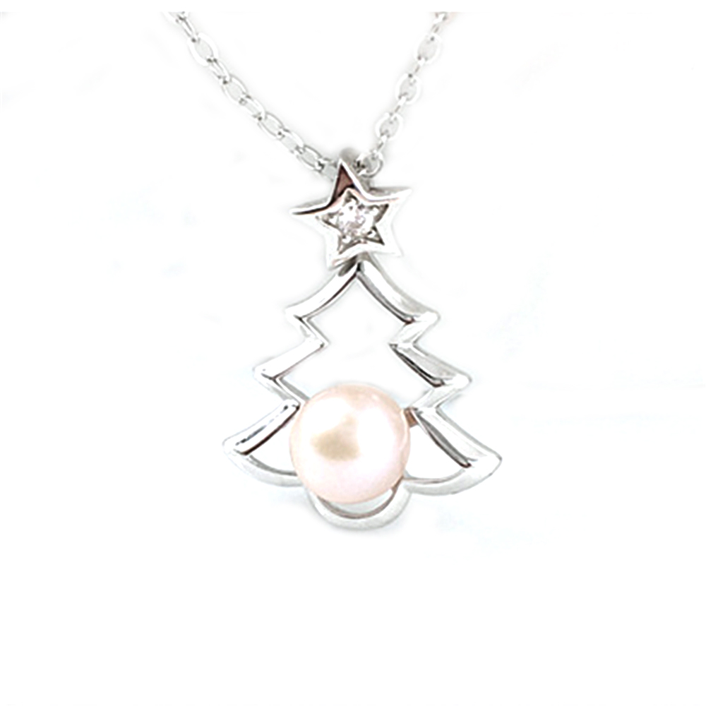 Solid 925 Sterling Silver Pearl Pendant Necklace Setting Mounting Base for Women Christmas Tree Semi Mount Women's Jewelry DIY Finding DZ065