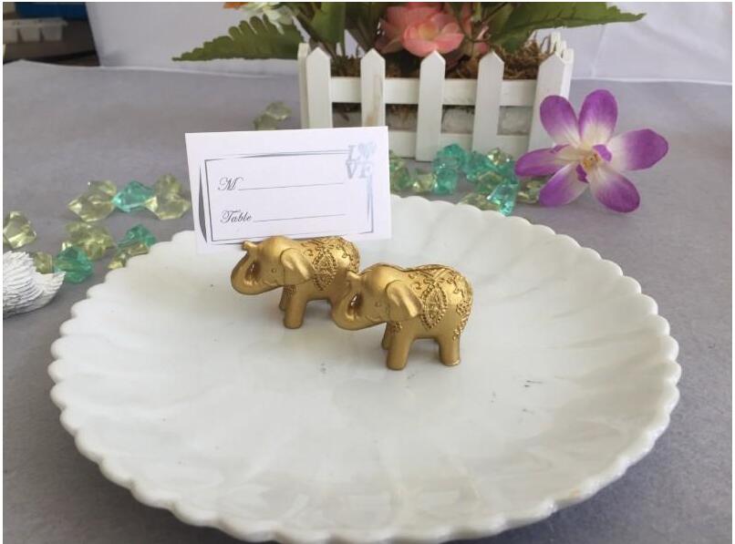 

Hot Golden Lucky Elephant Place Card Holder Holders Name Number Table Place Wedding Favor Gift Unique Party Favors