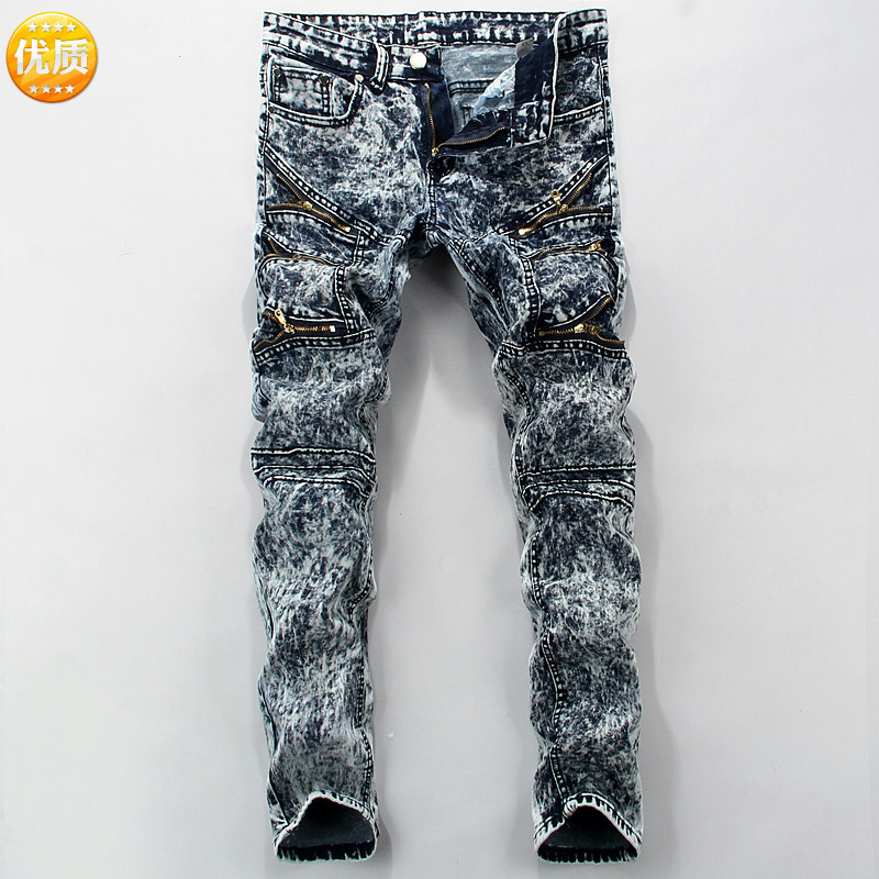 

2020 New Denim Wash Skinny Jeans with Zipper, 2222 snow