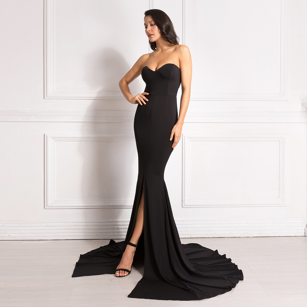 black maxi dress split