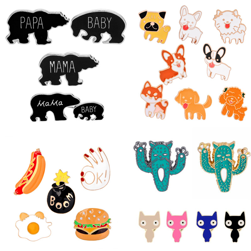 Caricatura adorable Esmalte Pin Pingüino Panda Animal Chaqueta Mochila Broches Insignia dsu