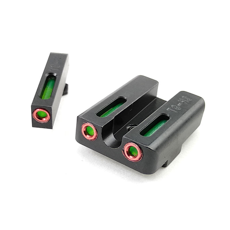 

Red green Fiber Optic Front with Combat Rear Sight focus-lock for G Pistols 9mm/.357 Sig .40/45, Metal